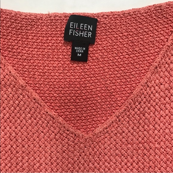 EILEEN FISHER Womens Silk/Nylon Blend 3/4 Sleeve Weave Textured Sweater Top sz M - Picture 8 of 10